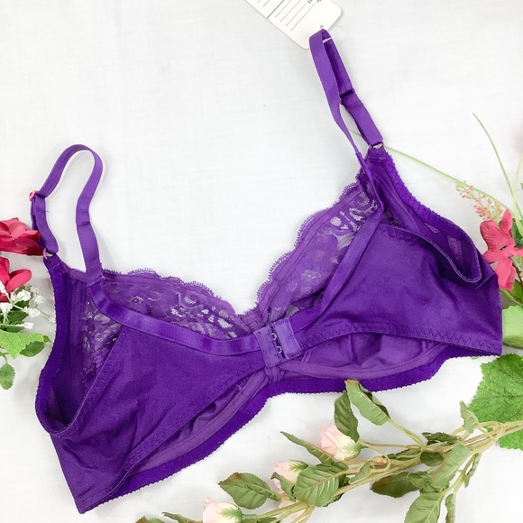 NWT vintage 90s unlined nylon lace bra - Picture 3 of 6